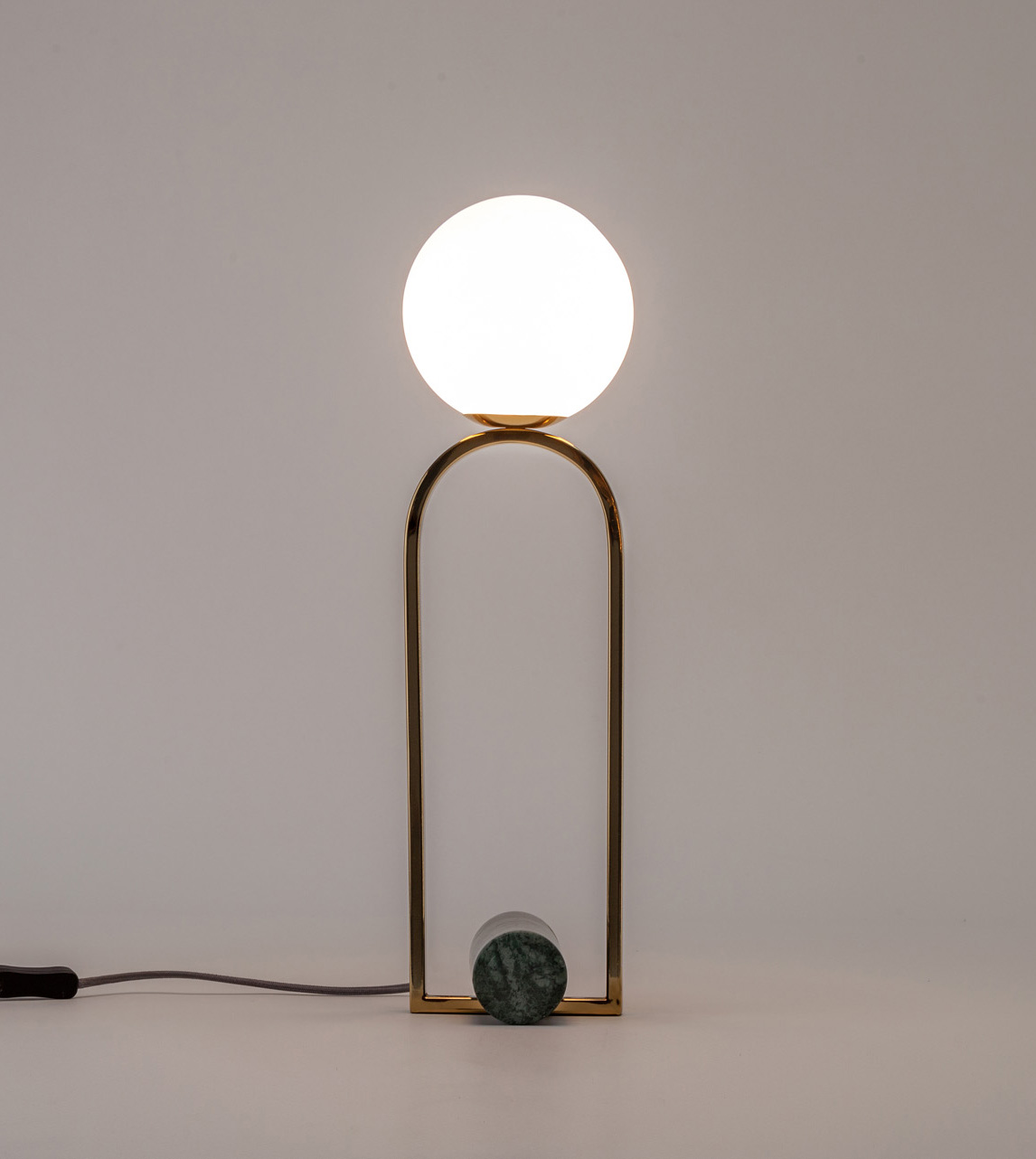 Houseof Column Table Lamp Marble Brass Opal Glass Green Houseof Swoon