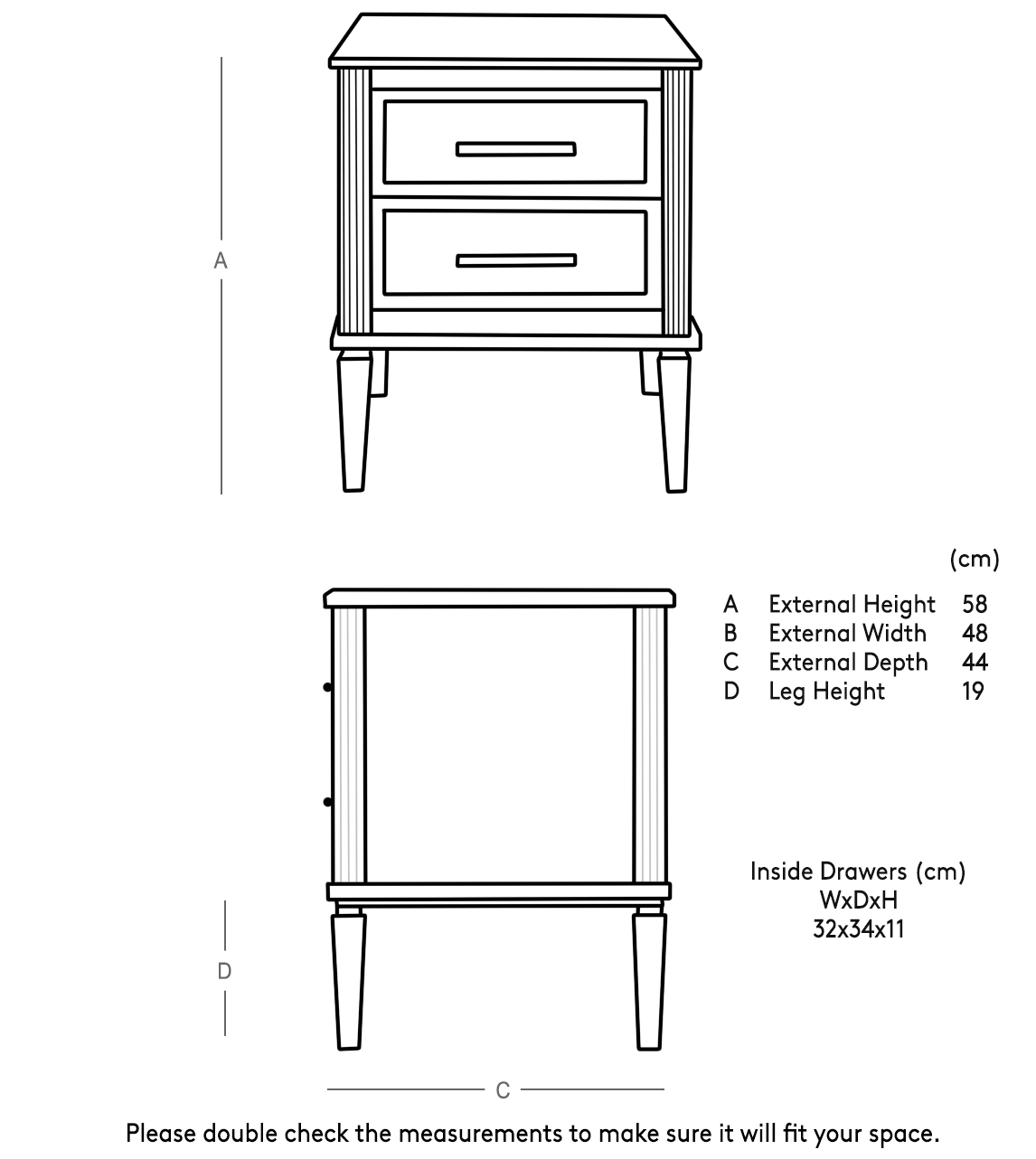 Claudine Bedside Table in Black Mango Wood & Brass | Swoon