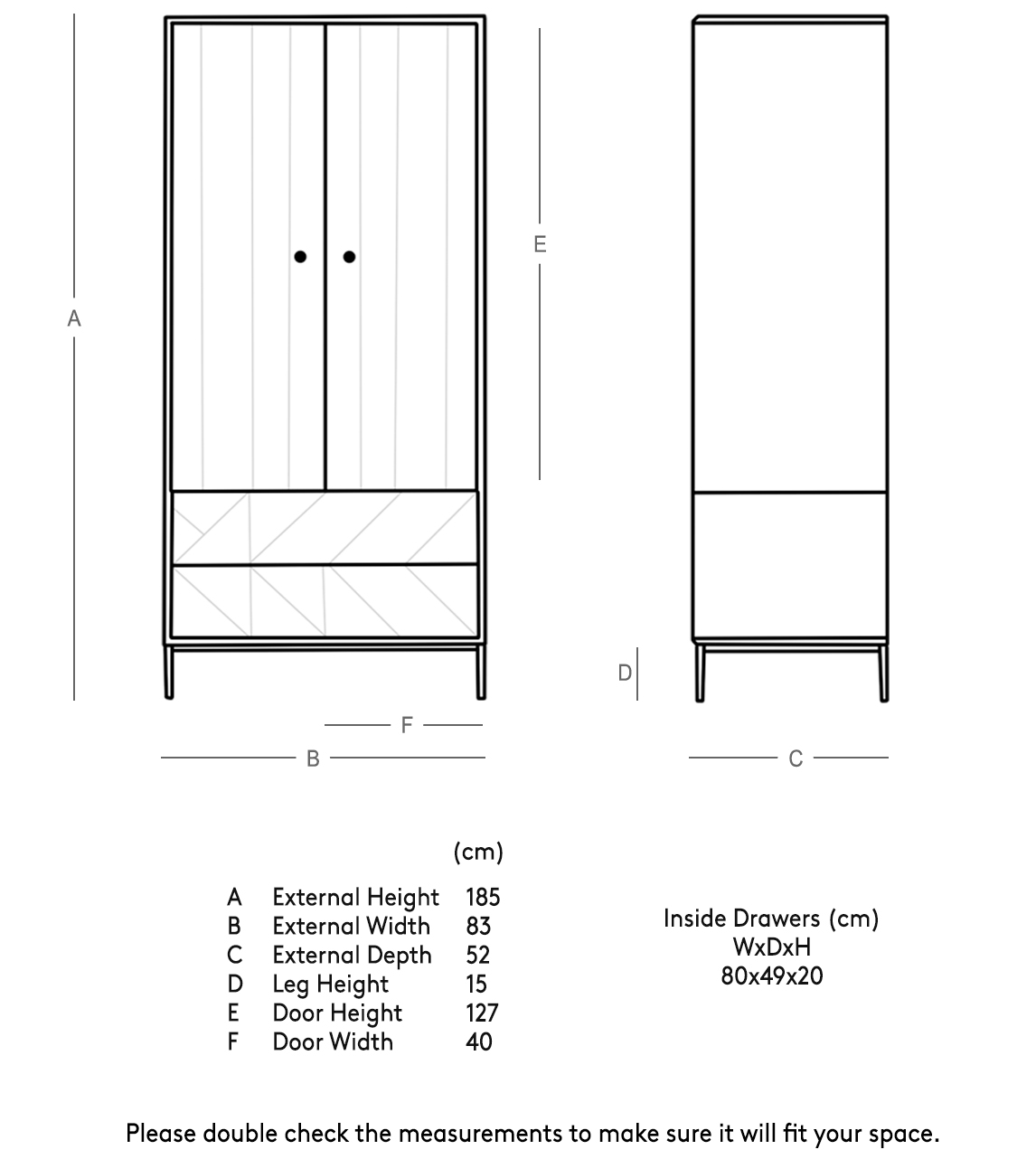 Norrebro Contemporary Double Wardrobe in Acacia & Brass | Almost ...