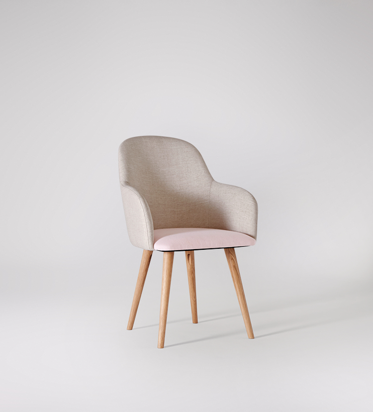 Arlo Desk Chair Mid Century Style In Blush Light Pink Cream Oak Swoon Arlo Desk Chair Mid Century Style In, Armchair With Desk