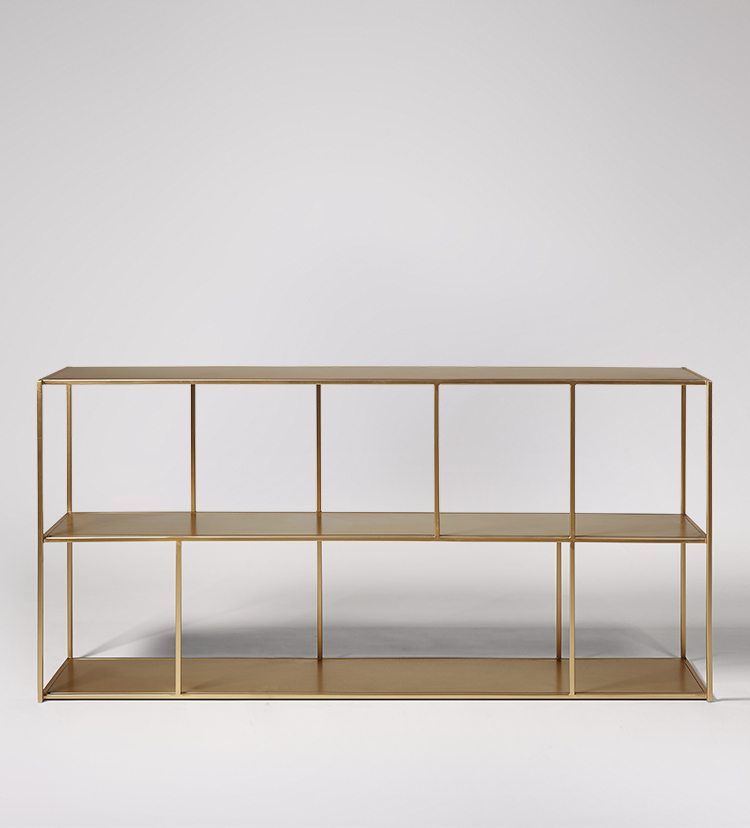Aero Low Shelving Unit in Large Brass Swoon