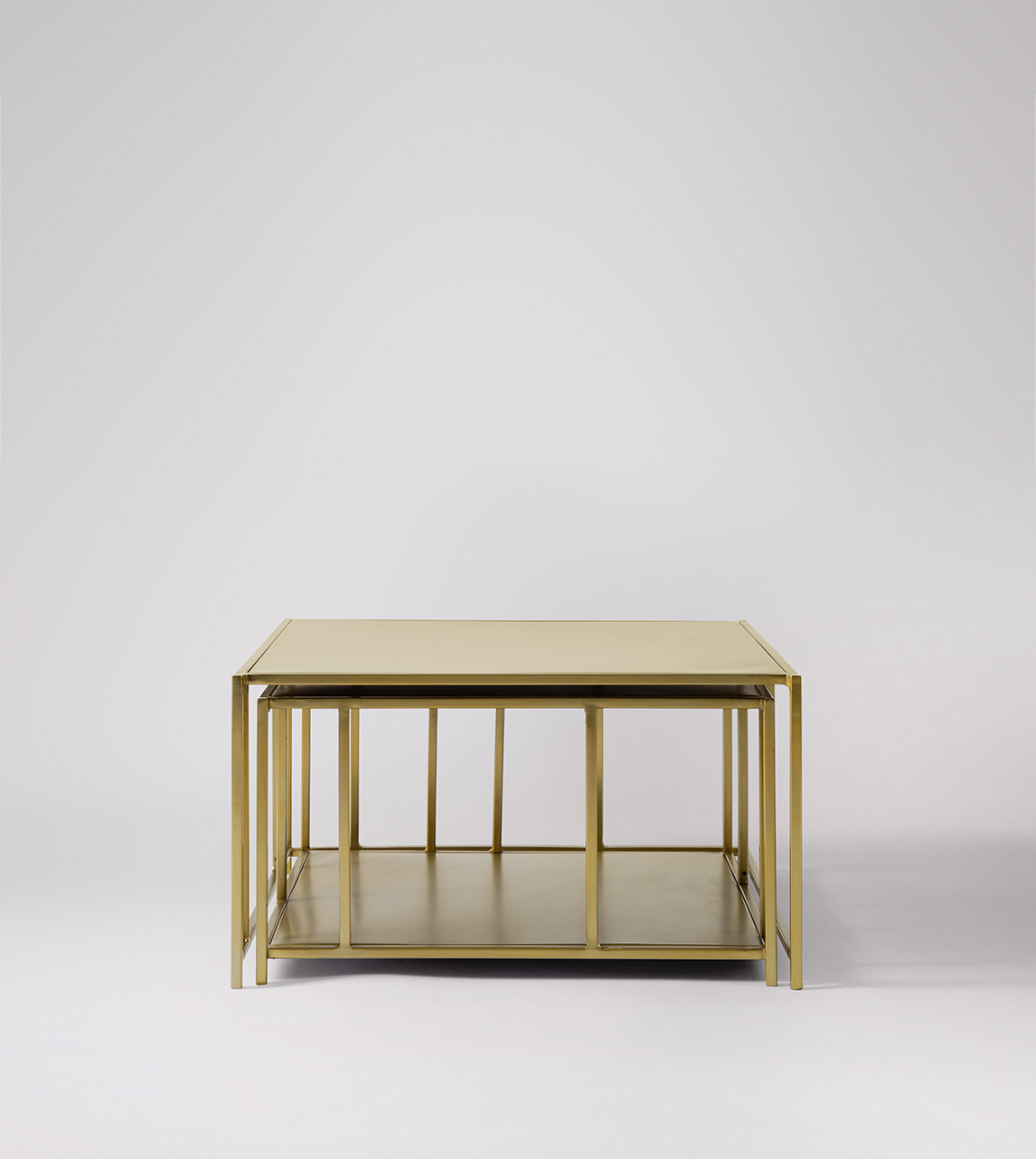 Aero Industrial Nesting Coffee Tables in Matt Brass Steel Swoon