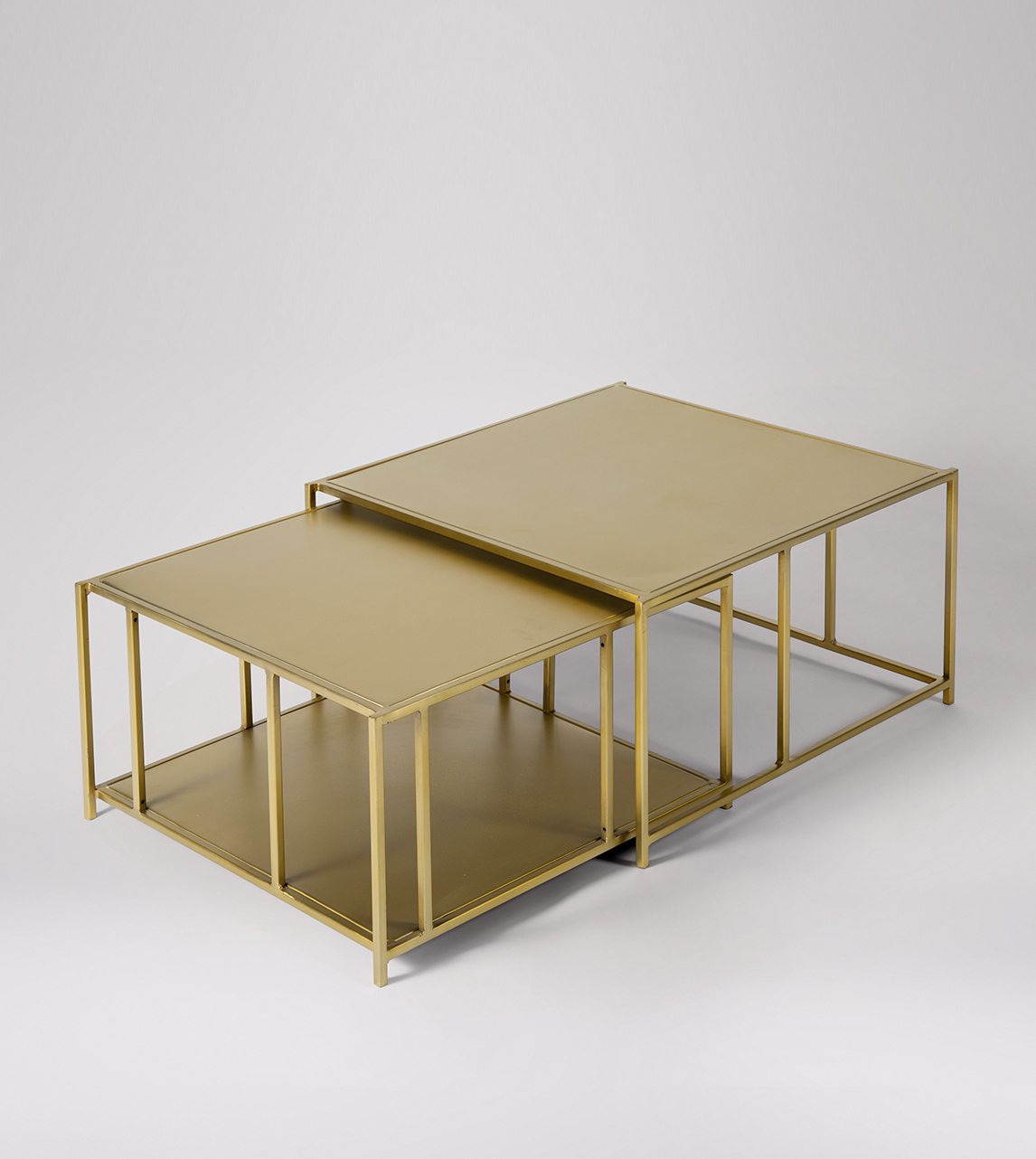 Aero Industrial Nesting Coffee Tables in Matt Brass Steel Swoon