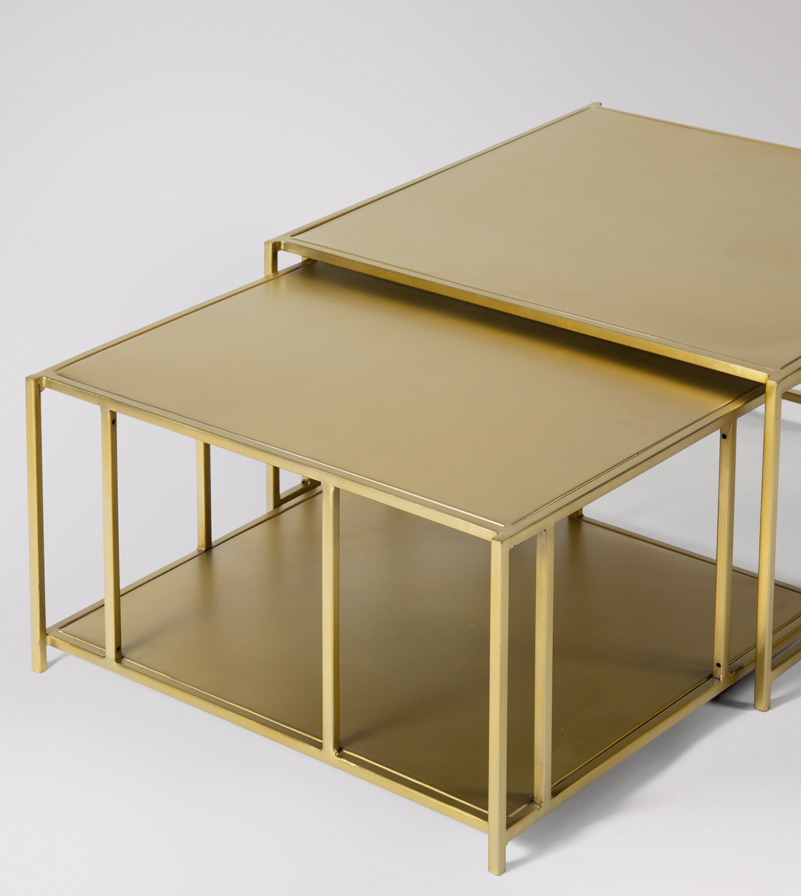 Aero Industrial Nesting Coffee Tables in Matt Brass Steel Swoon