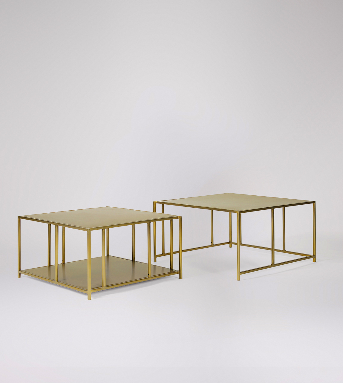 Aero Industrial Nesting Coffee Tables in Matt Brass Steel Swoon