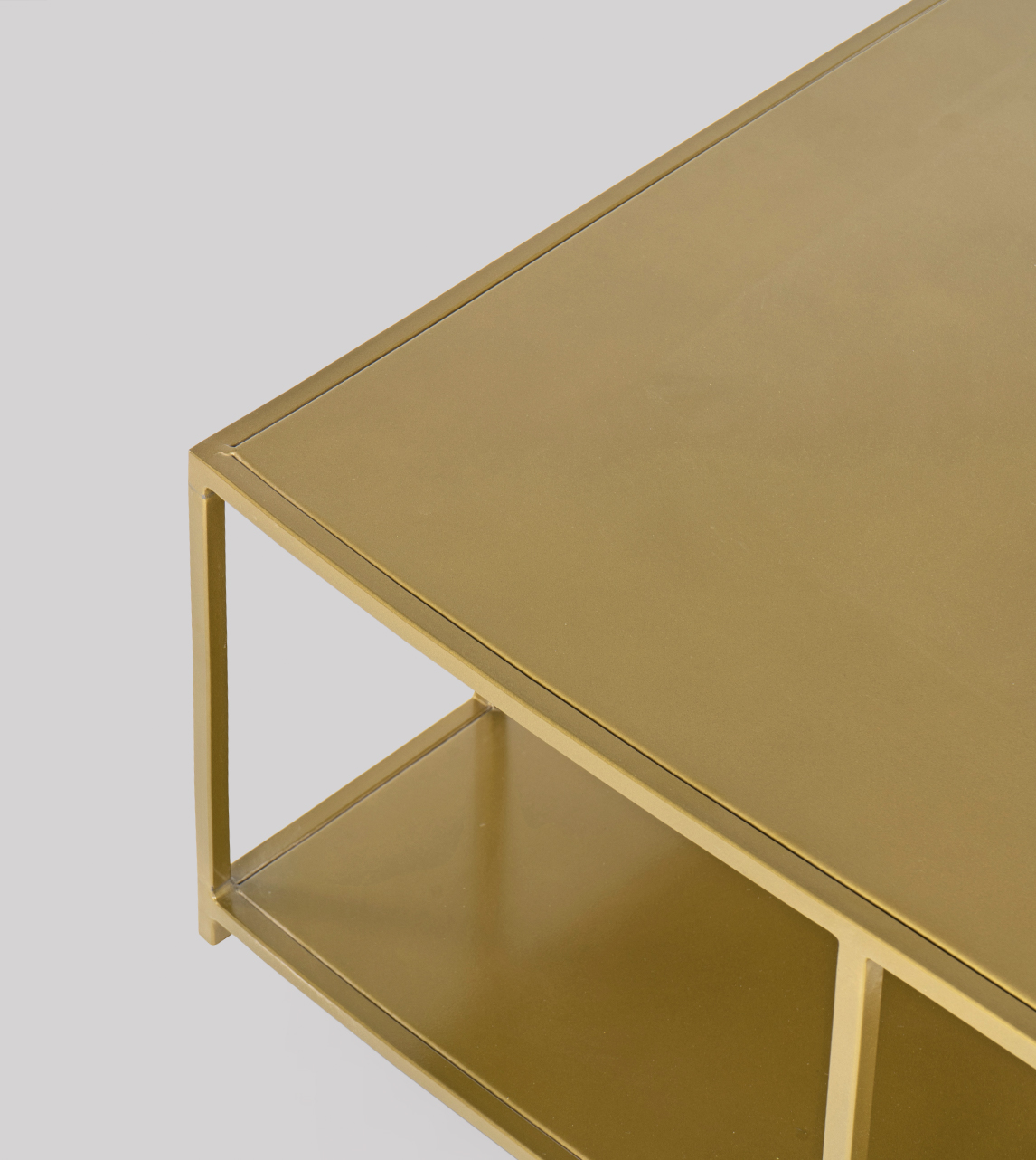 Aero Industrial Corner TV Stand in Brass Swoon