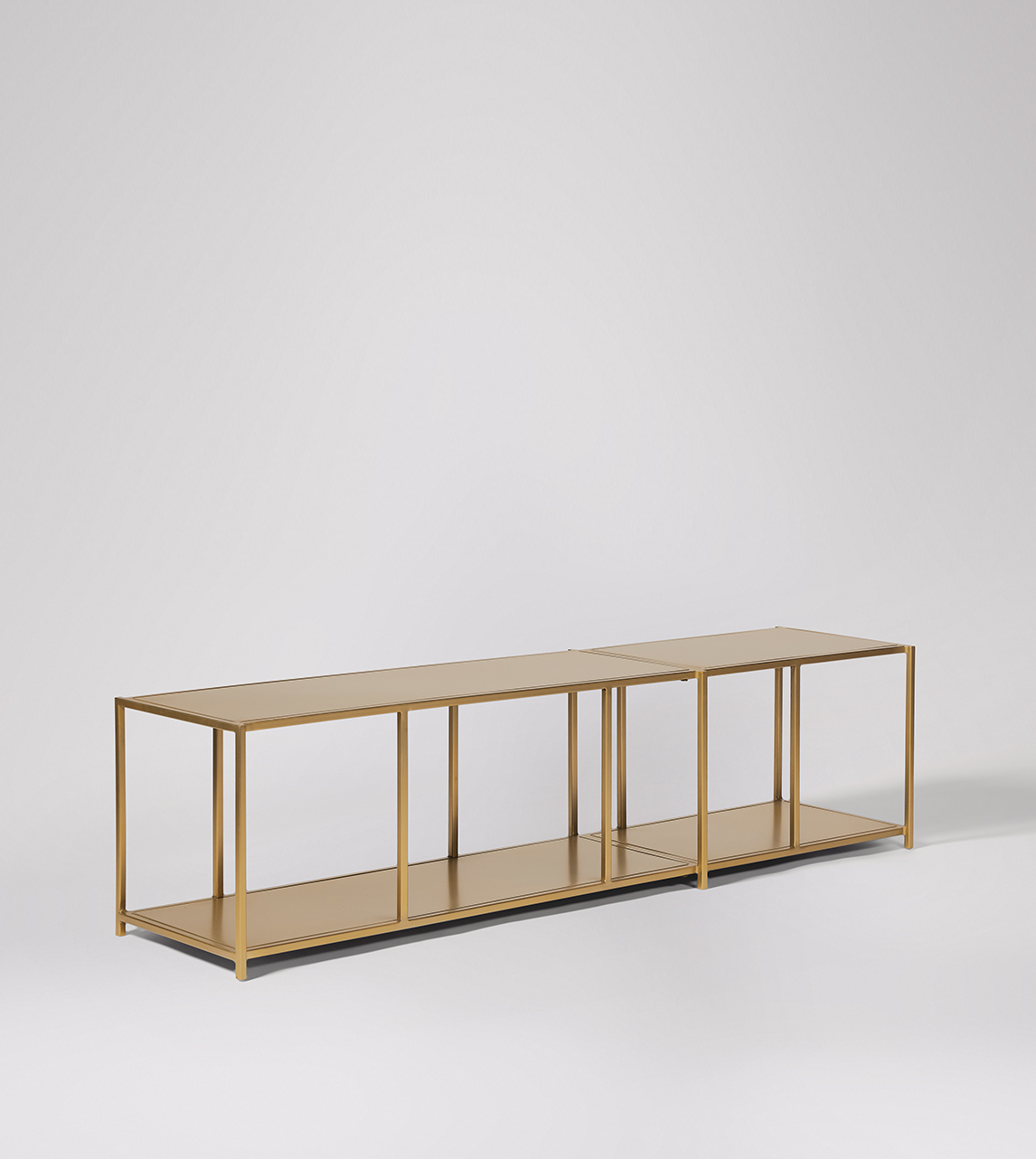 Aero Large Tv Stand Industrial Style In Brass Swoon