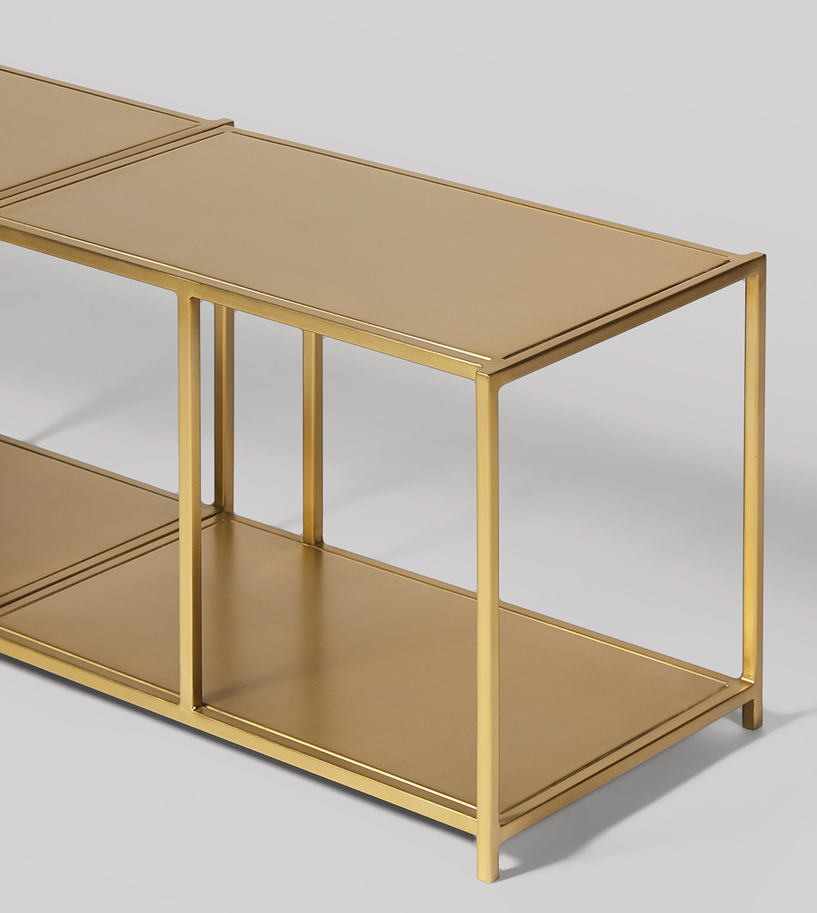Aero Large TV Stand, Industrial Style in Brass | Swoon