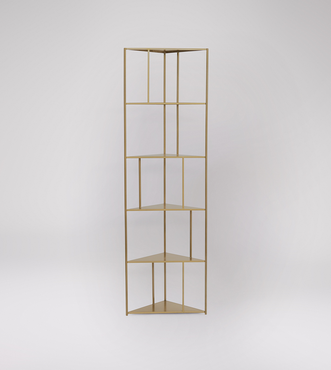 【新品】Magical Furniture Brass side shelf Aero Industrial Corner Shelf in Brass | Swoon