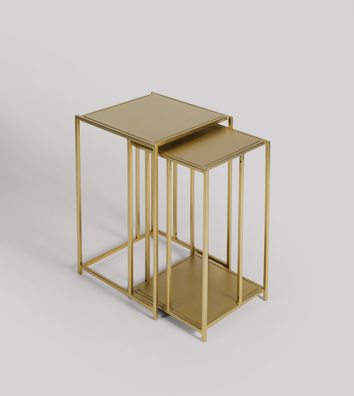 Nesting tables store brass