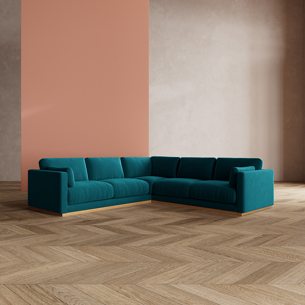 Swoon, Fabric, Alesund, Five-seater Corner Sofa, Kingfisher, Easy Velvet, Light Feet