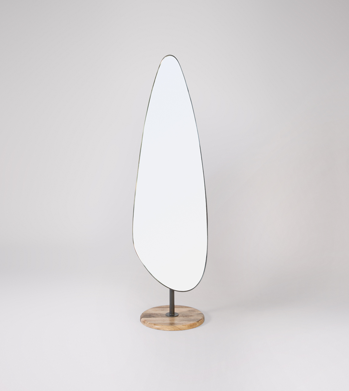 Archer Contemporary Standing Mirror in Natural Mango Wood & Charcoal