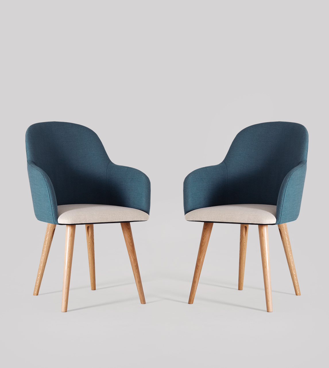Arlo Dining Chair, Set of Two in Mid Century Style in Petrol Blue Swoon