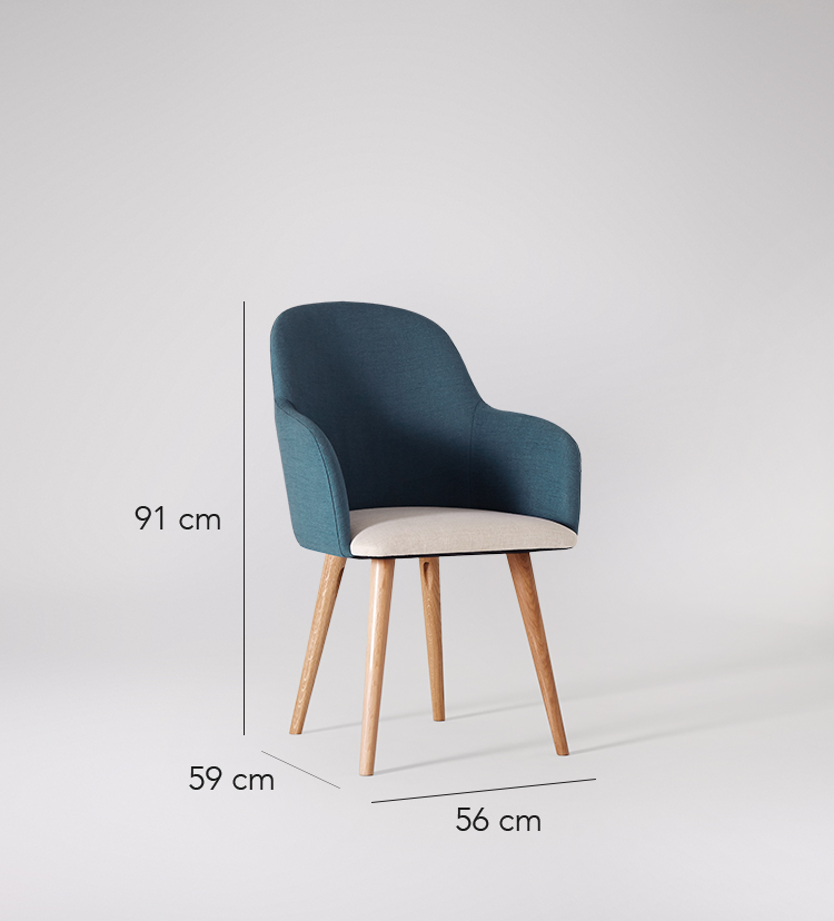 Arlo Dining Chair, Set of Two in Mid Century Style in Petrol Blue Swoon