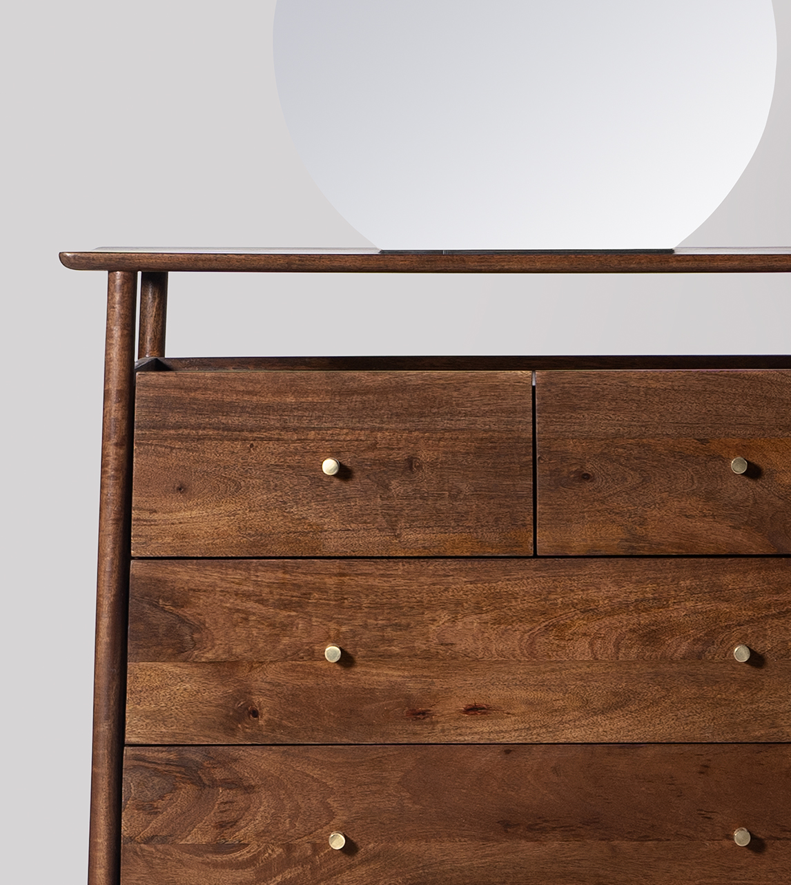 Auburn MidCentury Fivedrawer Chest of Drawers in Light Brown Mango Wood Swoon