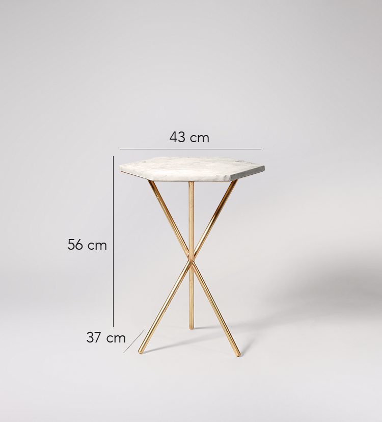 Bilbao Side Table in White Marble And Brass Swoon