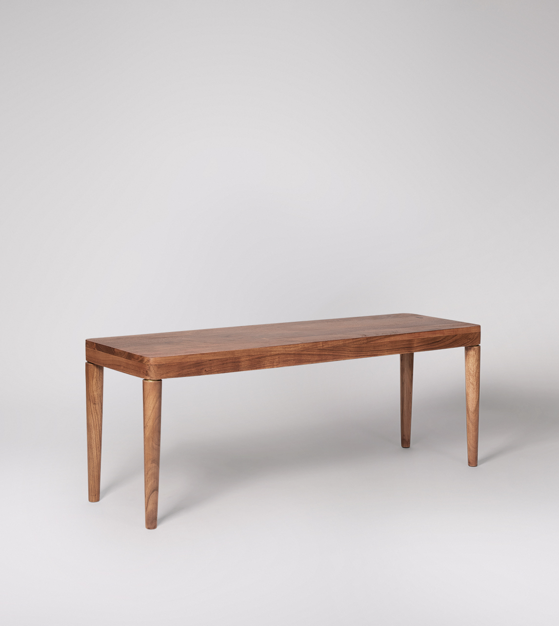 Bjorn Scandi Style Dining Bench In Brass Dark Brown Acacia Swoon