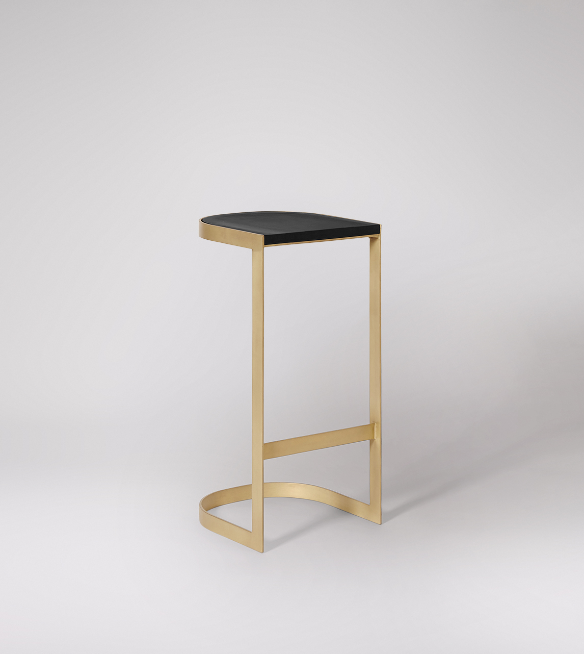 Carmine Deco Style Bar Stool in Black Mango Wood Brass Swoon