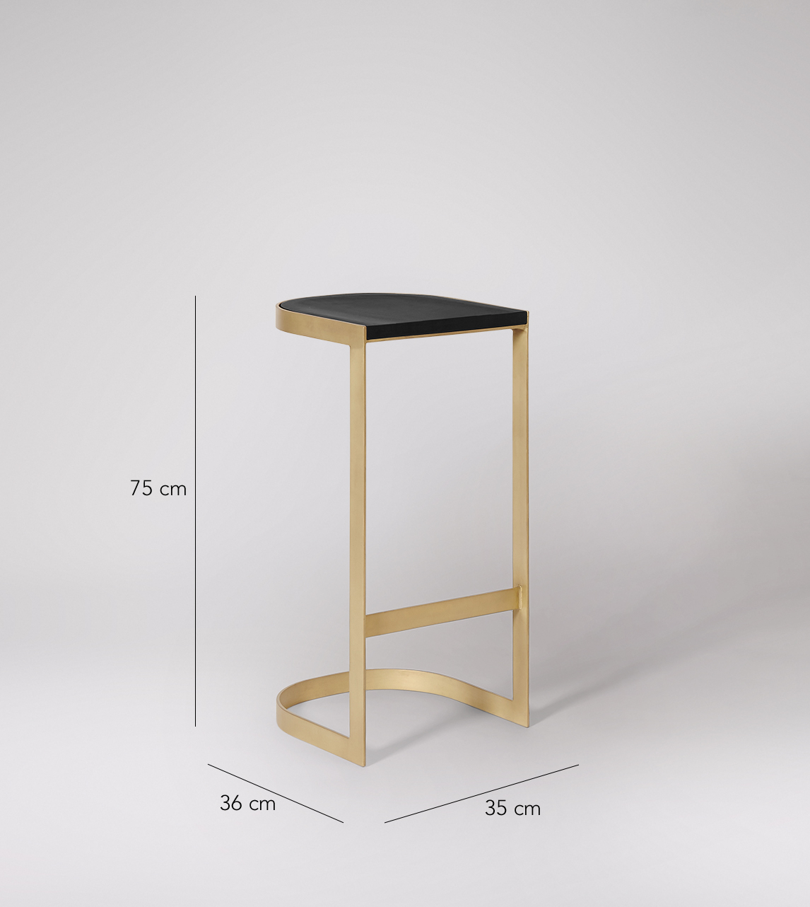 Carmine Deco Style Bar Stool in Black Mango Wood Brass Swoon