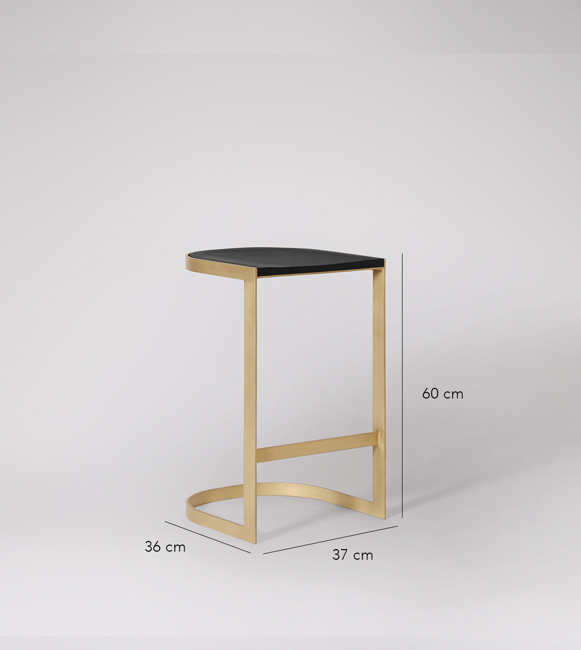 Carmine Art Deco Kitchen Stool in Black Mango Wood & Brass Swoon