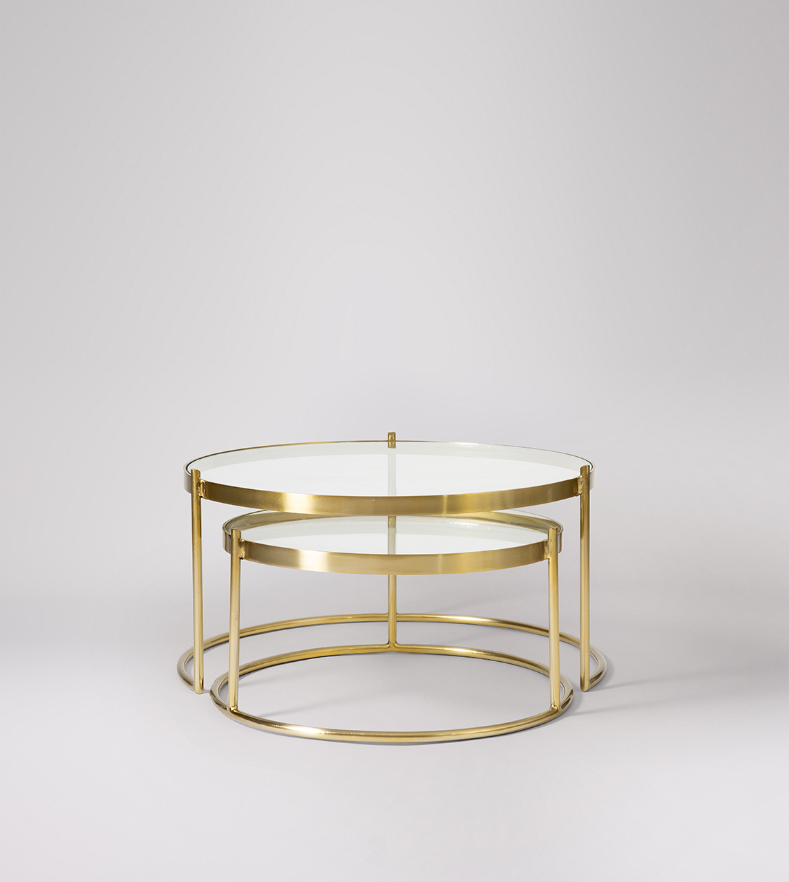 Glass and brass store coffee table