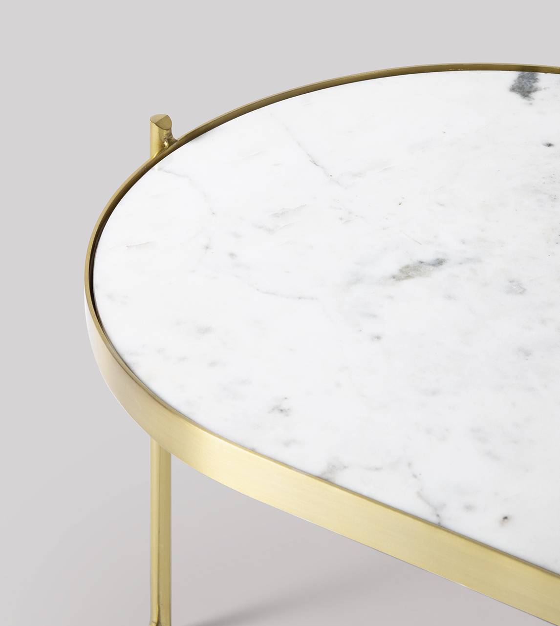 Cassel Art Deco Nesting Coffee Tables in White Marble & Brass Swoon