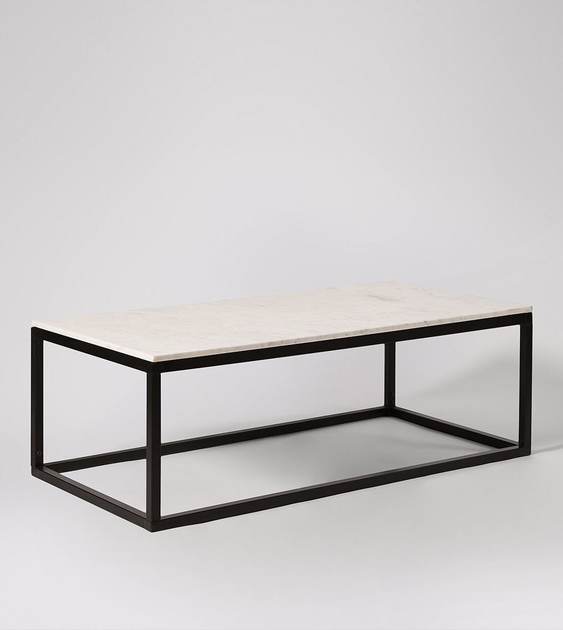 Cassius Contemporary Coffee Table in White Marble & Matt Black Swoon