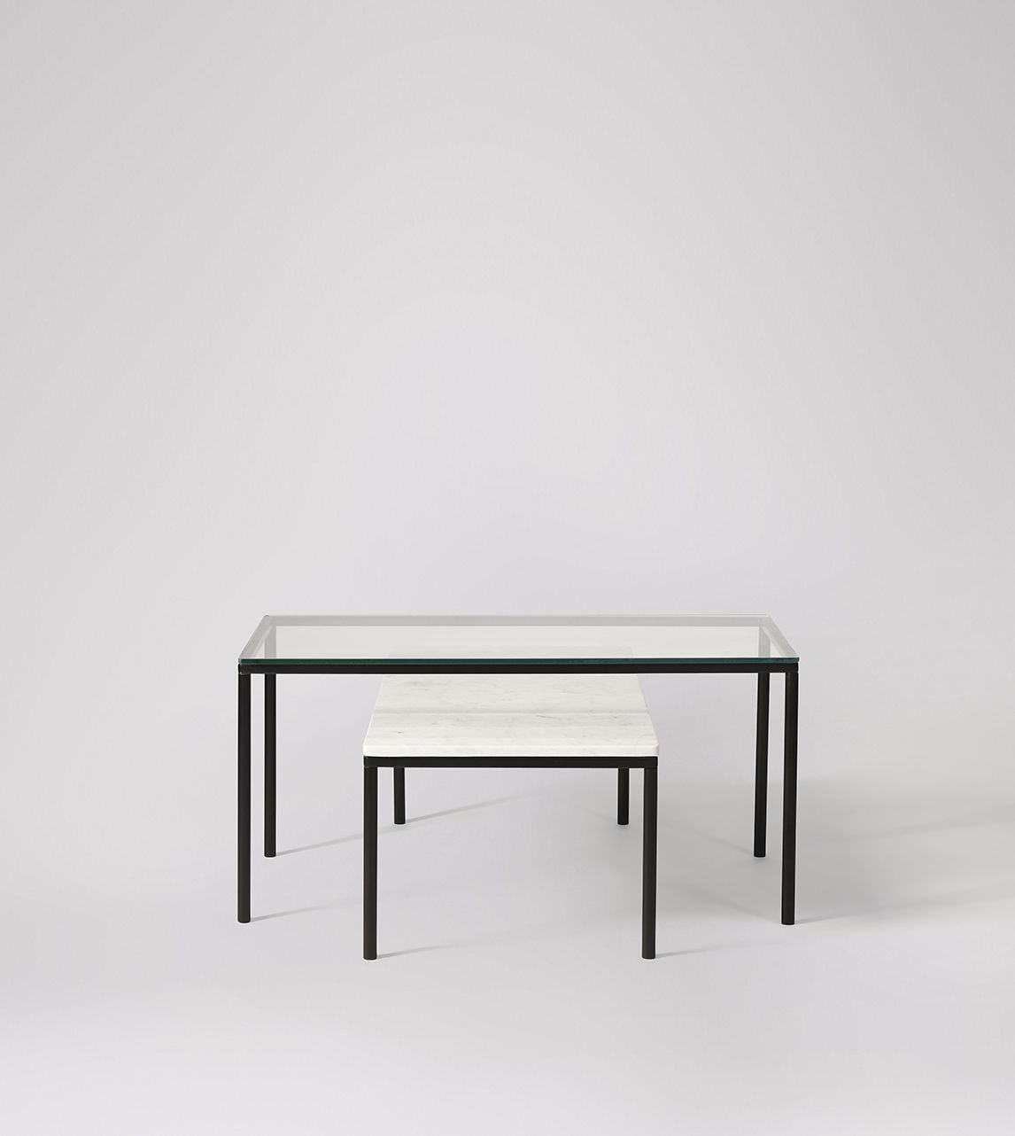 Arlington Nesting Coffee Table Set, Contemporary Style in Glass, White
