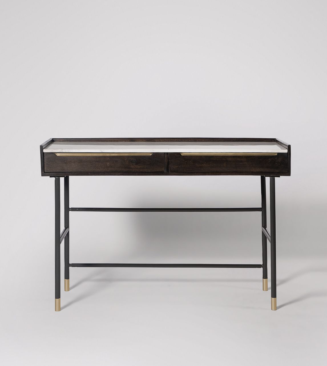 Battersea Industrial Desk in Tobaccostained Mango Wood, White Marble