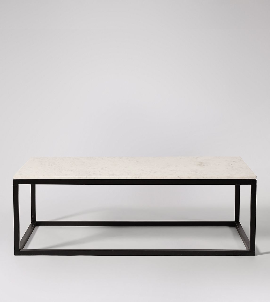 Cassius Contemporary Coffee Table in White Marble & Matt Black Swoon