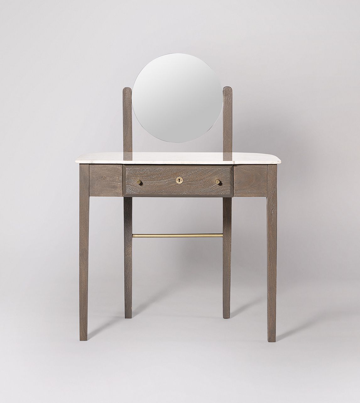 Duval Classic Dressing Table in Sandblasted Grey Mango Wood & White