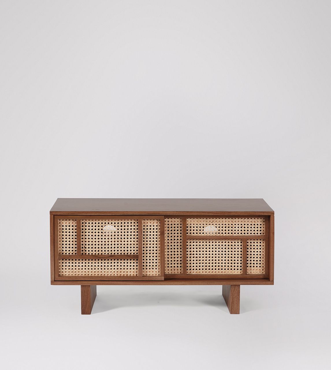 Falstone MidCentury Scandi Small TV Stand in Dark Brown Acacia