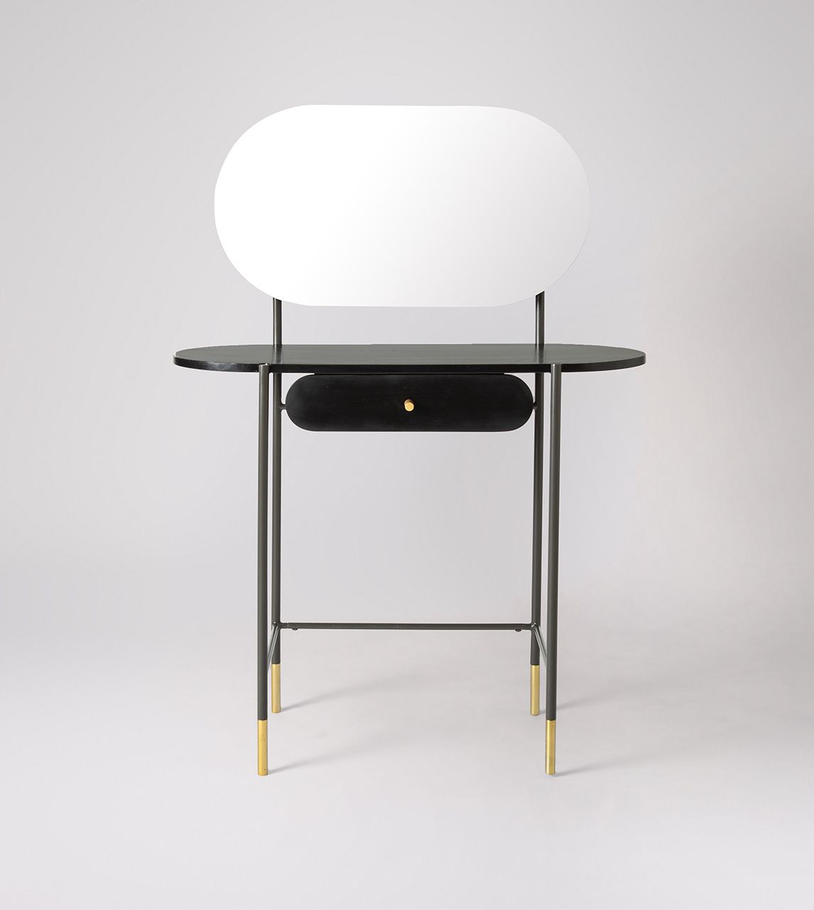 Garner Midcentury Dressing Table in Black Mango Wood & Brass Swoon