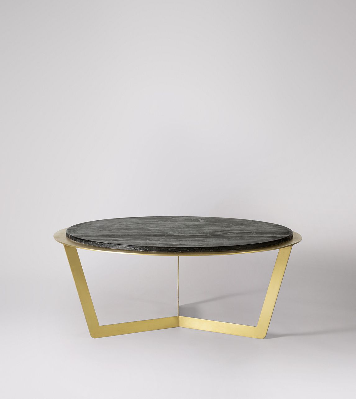 Globe Contemporary Coffee Table in Black Marble & Brass Swoon