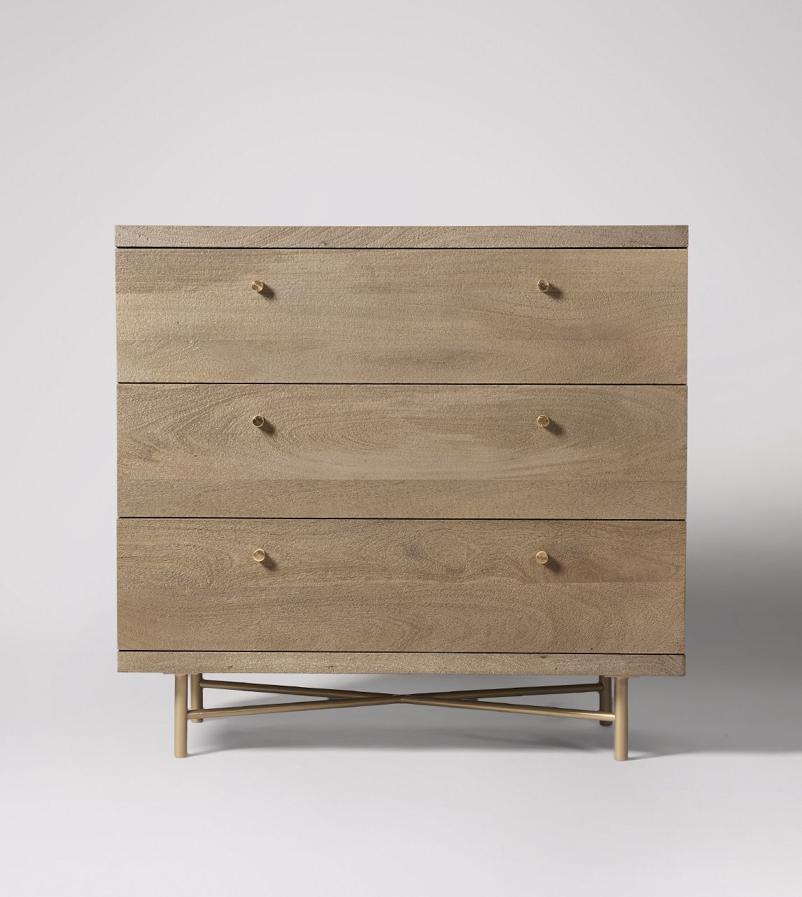 Halle ThreeDrawer Chest of Drawers, Contemporary Style in Sandblasted