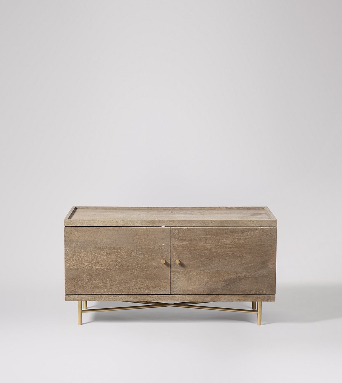 Halle Media Unit, MidCentury Modern Style in Sandblasted Grey Mango