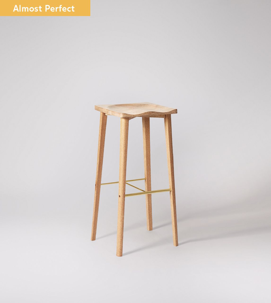 Hewinson Scandi Style Bar Stool in Natural Mango Wood Brass