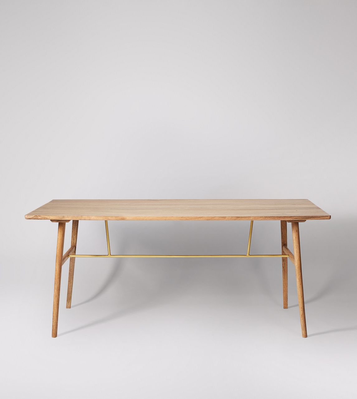 Hewinson Scandi Style Dining Table in Natural Mango Wood Brass