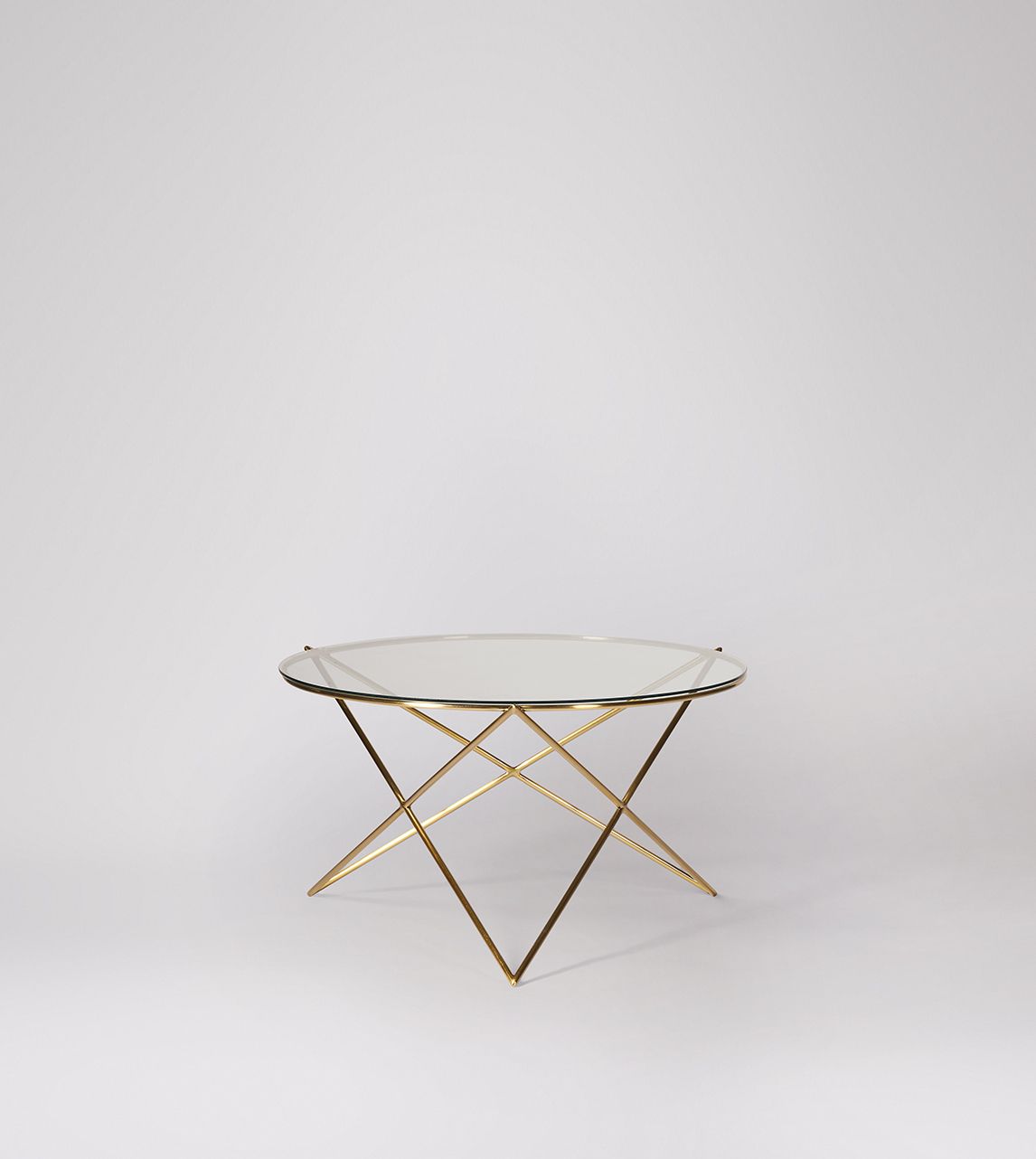 Holborn Coffee Table, Contemporary Style in Brass & Glass Swoon