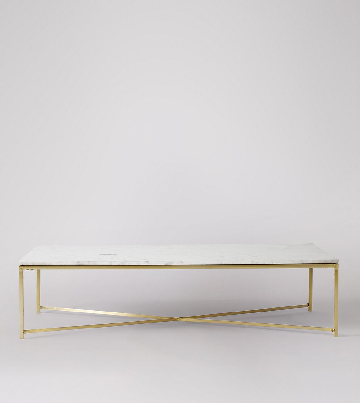 Kir Rectangular Coffee Table, Contemporary Style in White Marble