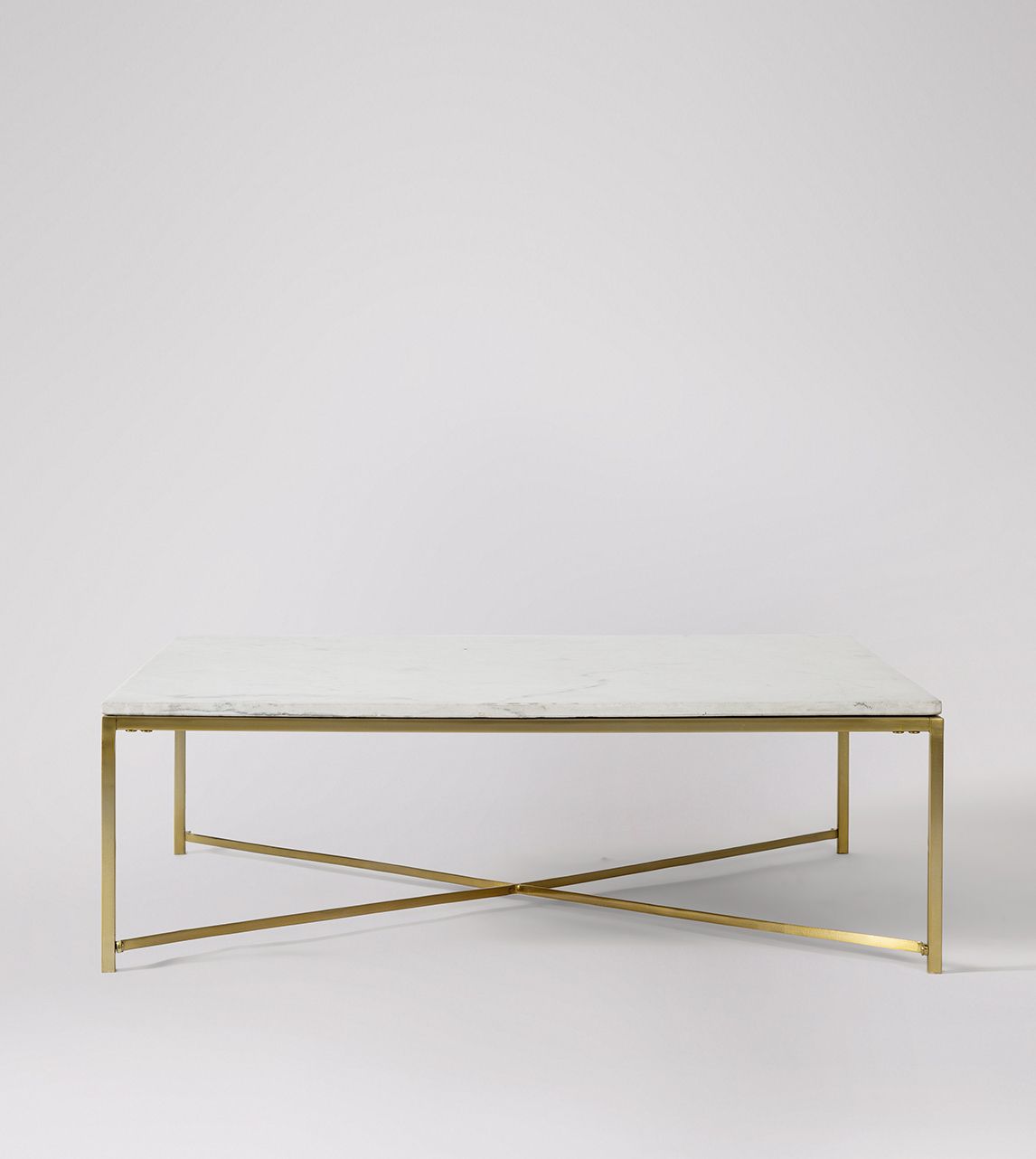 Kir Square Coffee Table, Contemporary Style in White Marble & Shiny