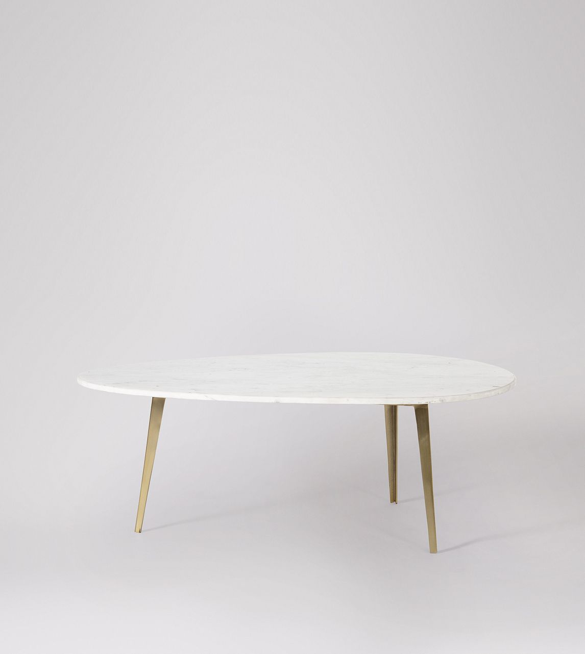 Kitson Art Deco Coffee Table in White Marble & Brass | Swoon
