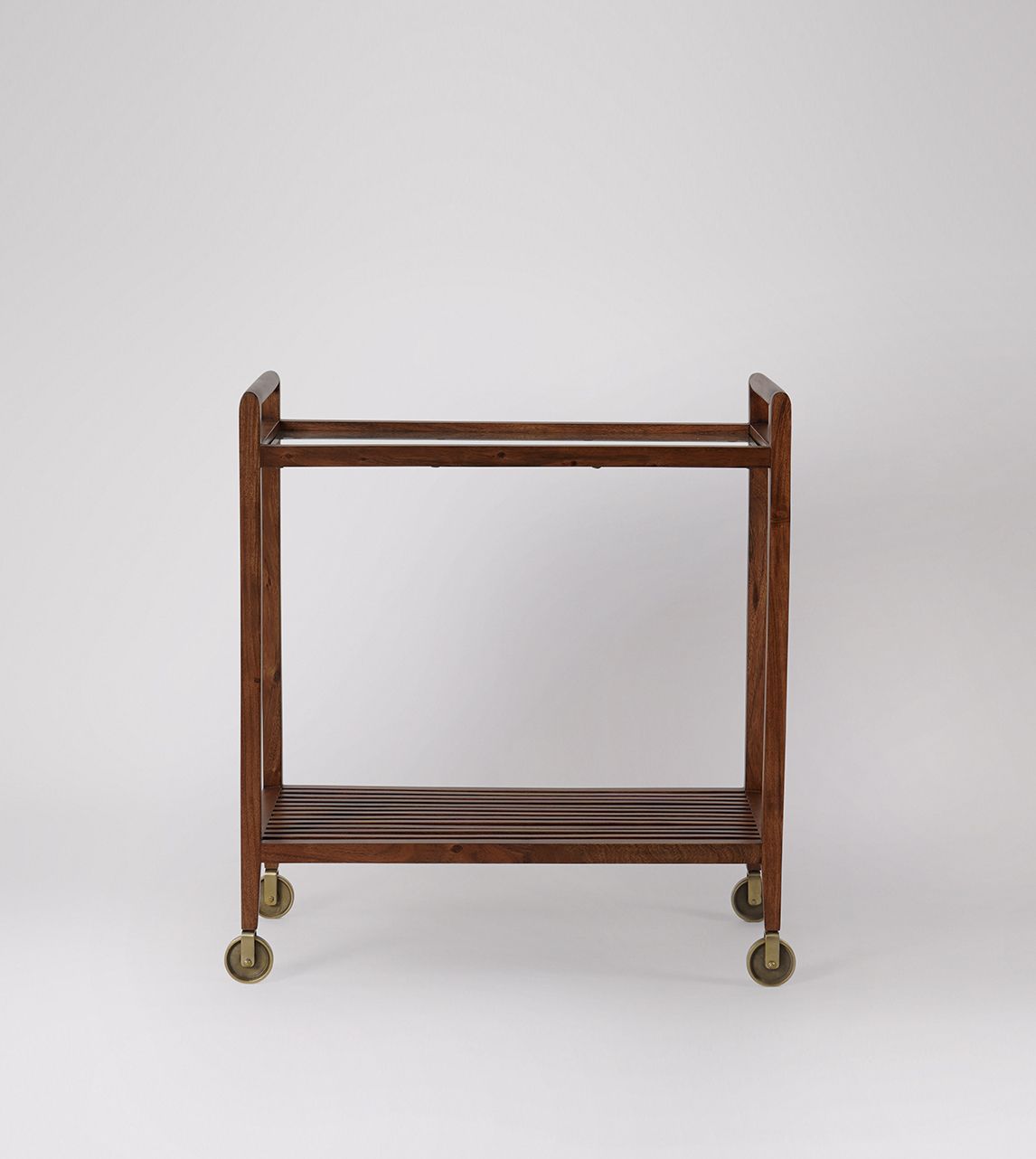 Klaus MidCentury Scandi Drinks Trolley in Dark Brown Acacia