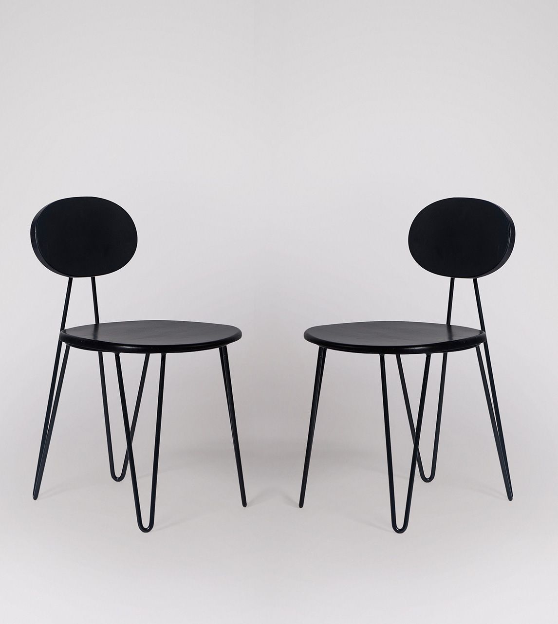 Kyoto Industrial Dining Chair, Set of Two in Matt Black & Black Mango