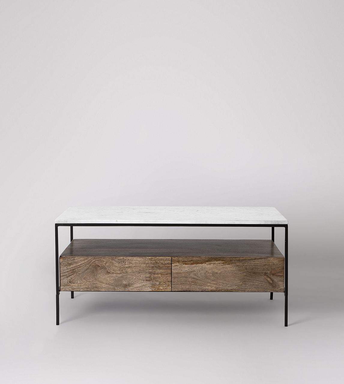 Mackay Industrial Coffee Table in Natural Oakstained Mango Wood, White