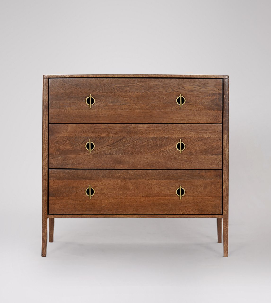 Morse Scandi Three-drawer Chest of Drawers in Dark Brown Mango Wood | Swoon