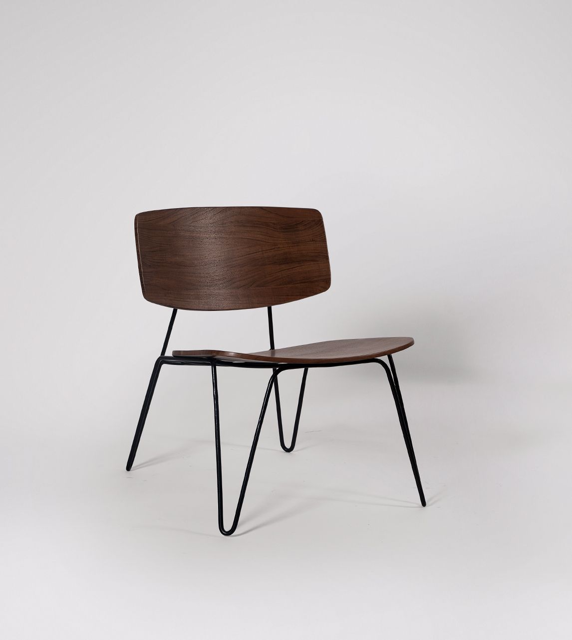 Nate MidCentury Occasional Chair in Dark Brown Acacia & Matt Black Swoon