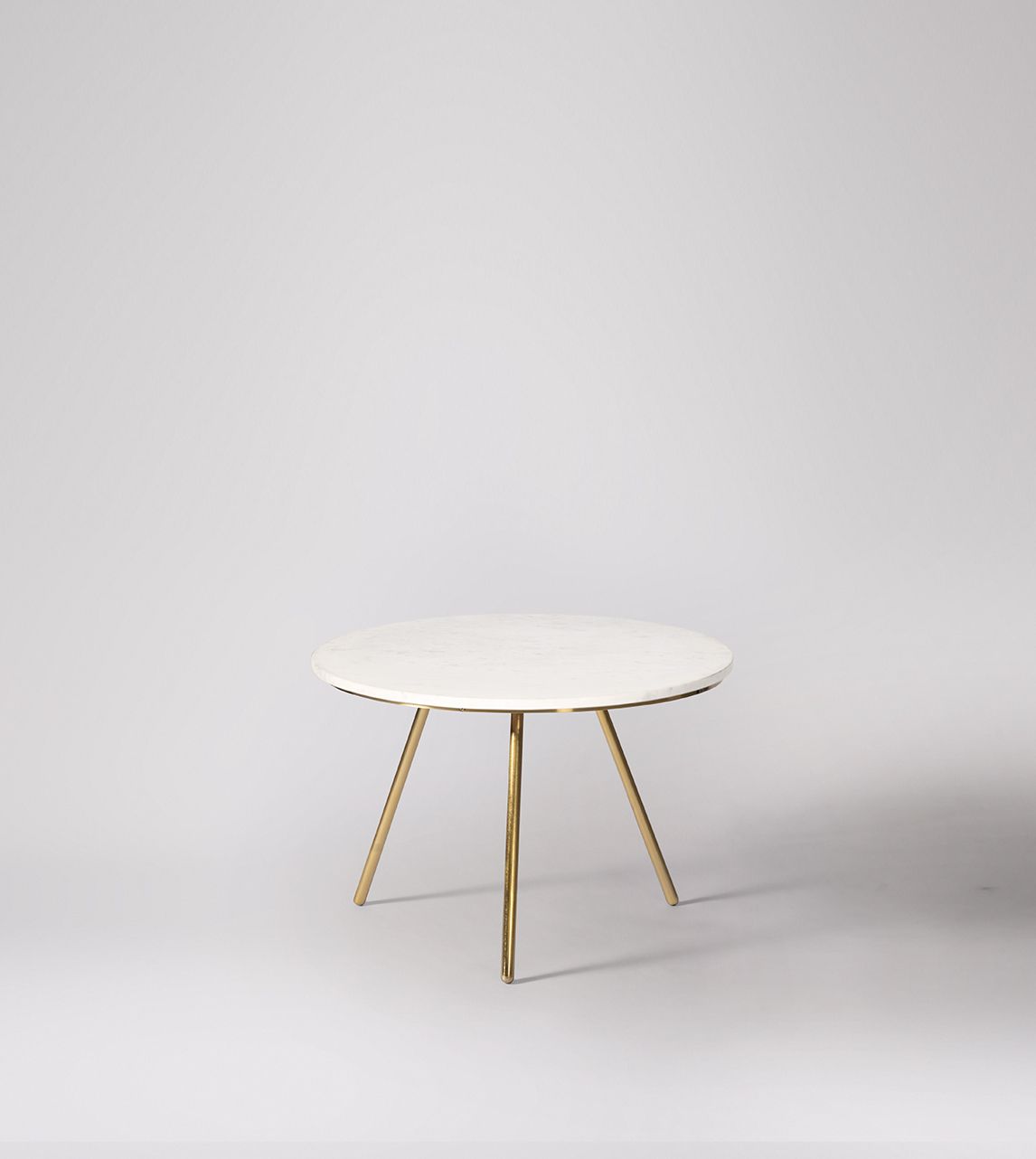 Pearl Art Deco Coffee Table in White Marble & Shiny Antique Brass Swoon