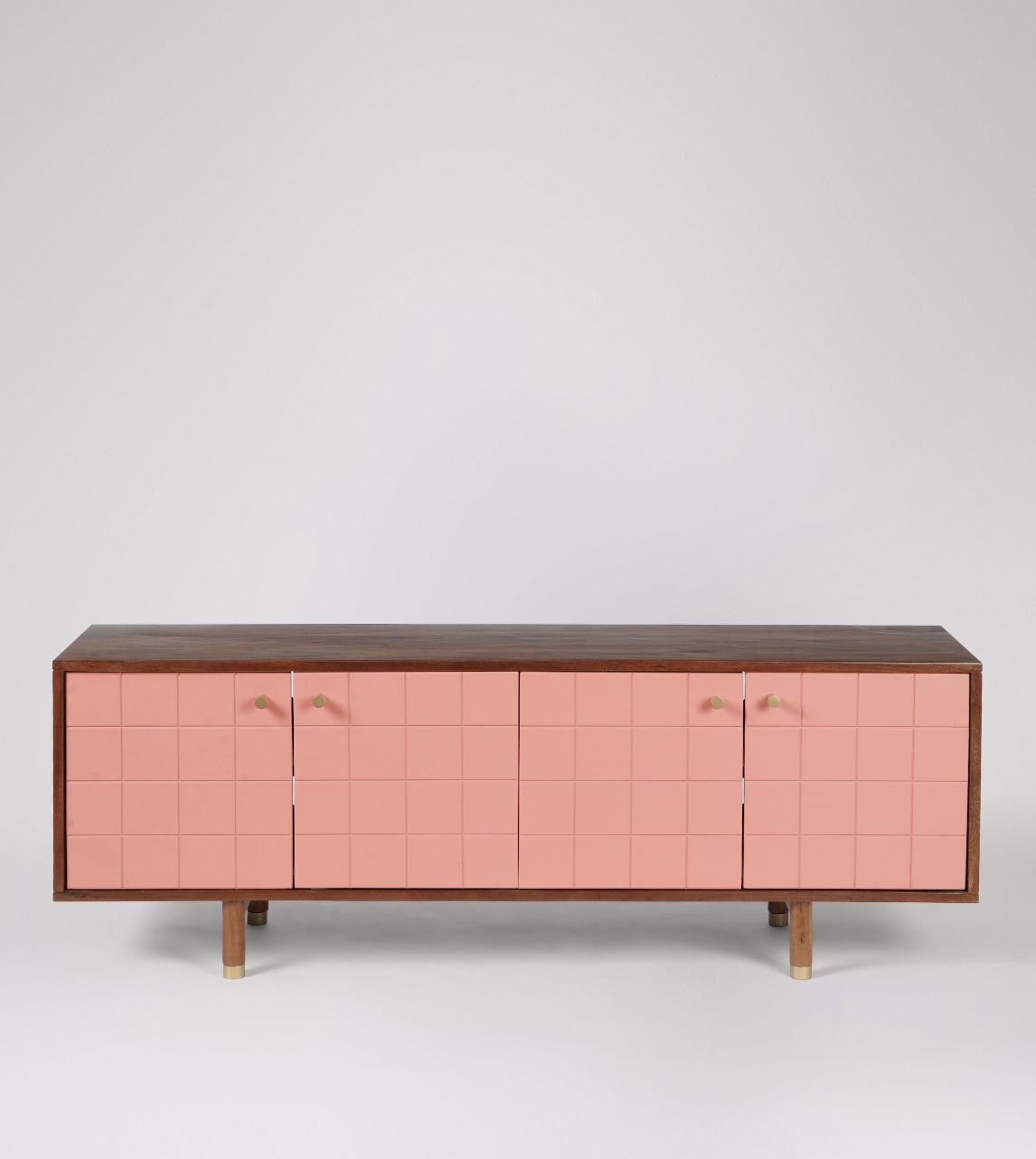 Rook Scandi TV Stand in Pink & Dark Brown Acacia Swoon