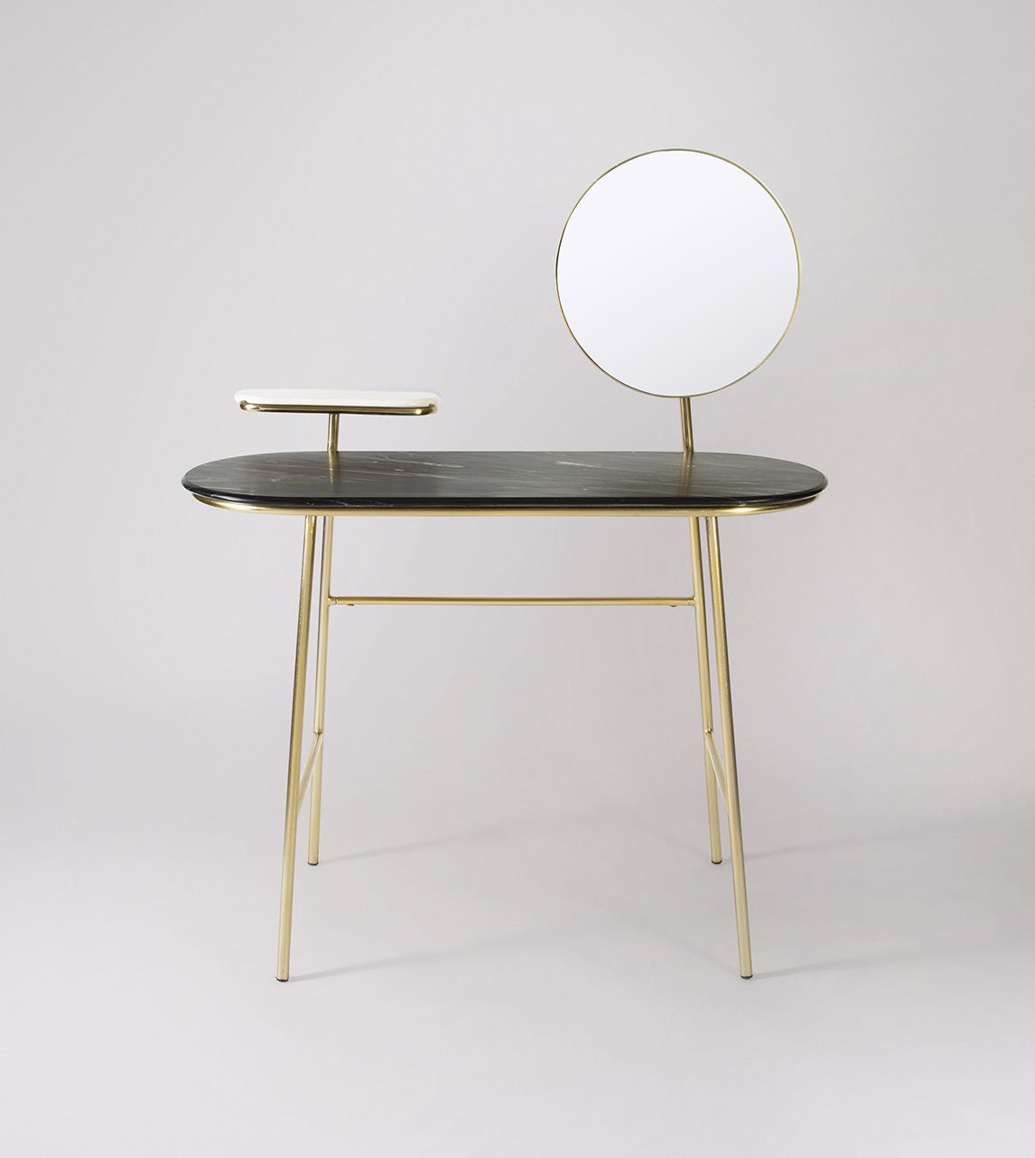 Senzo Art Deco Dressing Table in Brass, Black & White Marble Swoon